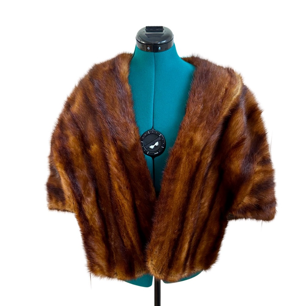 Vintage Real Mink Fur Stole Shawl Wrap
